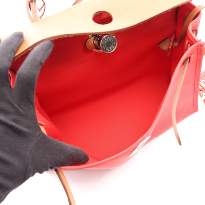 エールバッグジップPM ブーゲンビリア 2WAY ハンドバッグ トワルオフィシエ ヴァッシュハンター ピンクレッド ライトブラウン シルバー金具 C刻印 エルメス バッグ HERMES