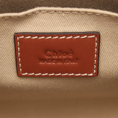 WOODY ウッディ スモール 2WAY ハンドバッグ キャンバス レザー アイボリー ブラウン クロエ バッグ Chloe