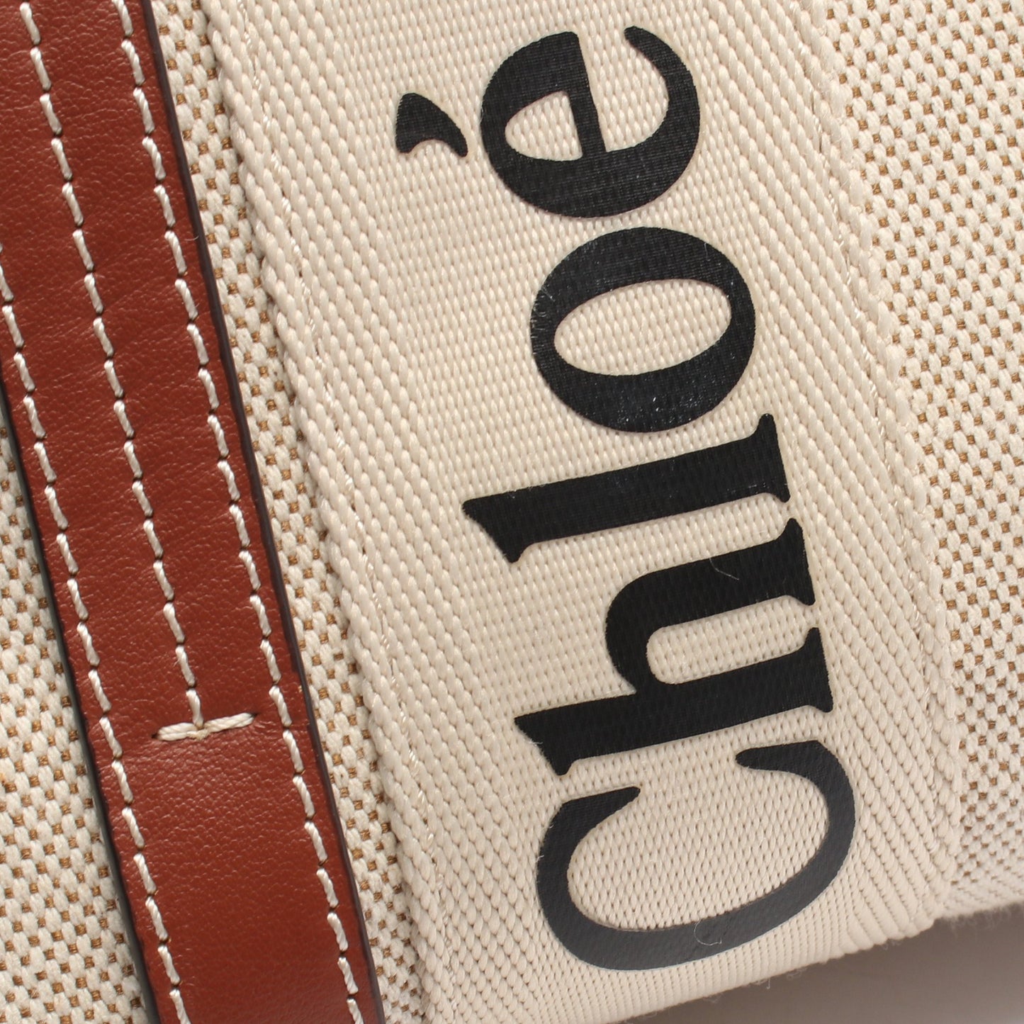 WOODY ウッディ スモール 2WAY ハンドバッグ キャンバス レザー アイボリー ブラウン クロエ バッグ Chloe