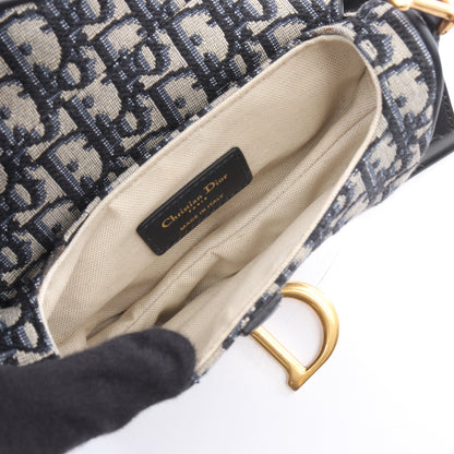 SADDLE サドル オブリーク 2WAY ハンドバッグ キャンバス レザー ネイビー アイボリー クリスチャンディオール バッグ Christian Dior