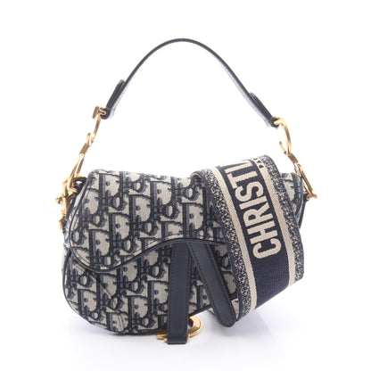 SADDLE サドル オブリーク 2WAY ハンドバッグ キャンバス レザー ネイビー アイボリー クリスチャンディオール バッグ Christian Dior