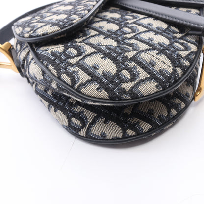 SADDLE サドル オブリーク 2WAY ハンドバッグ キャンバス レザー ネイビー アイボリー クリスチャンディオール バッグ Christian Dior