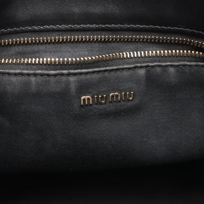 エンボスロゴ 2WAY ハンドバッグ レザー ブラック ミュウミュウ バッグ miu miu