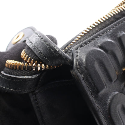 エンボスロゴ 2WAY ハンドバッグ レザー ブラック ミュウミュウ バッグ miu miu