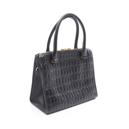 エンボスロゴ 2WAY ハンドバッグ レザー ブラック ミュウミュウ バッグ miu miu