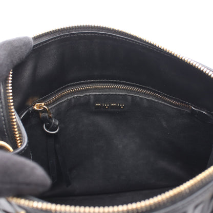 エンボスロゴ 2WAY ハンドバッグ レザー ブラック ミュウミュウ バッグ miu miu