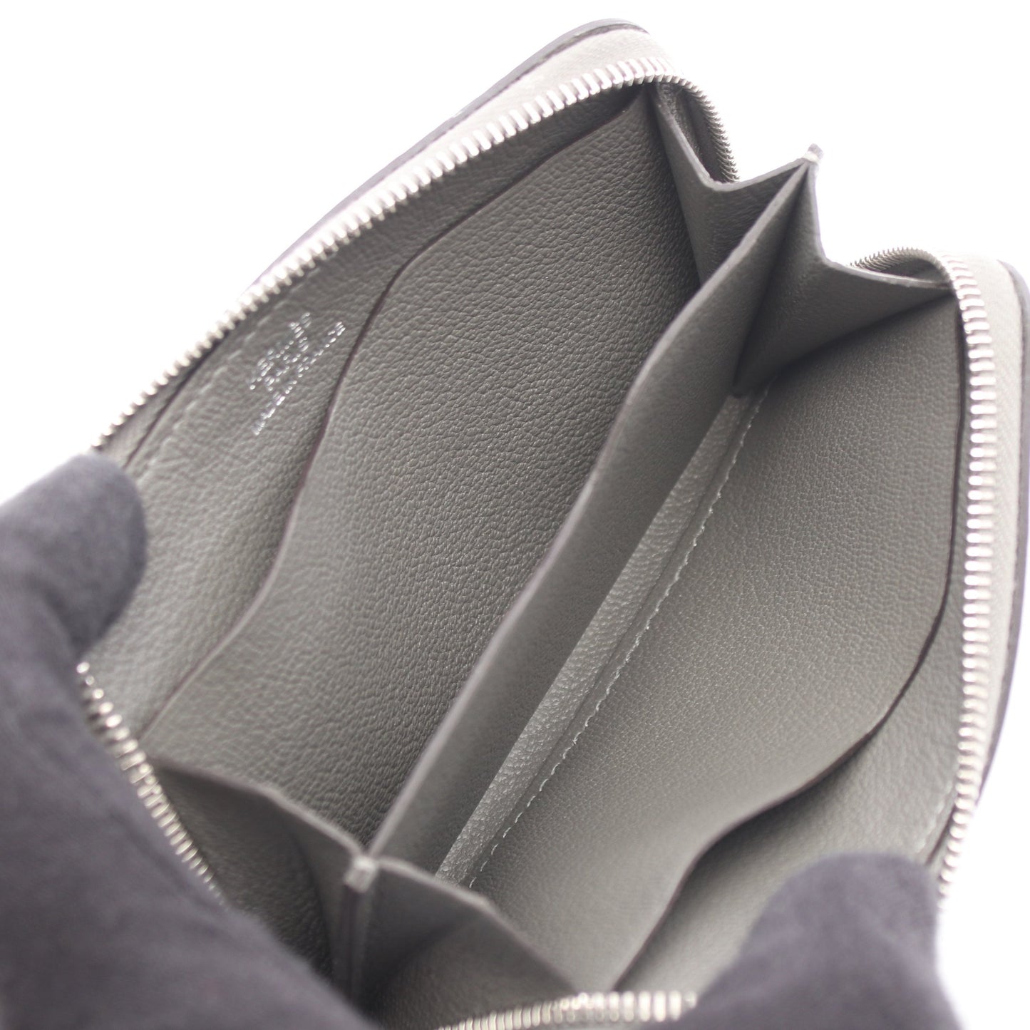 ジップアンゴー コンパクト シェーヌダンクル グリメイヤー コインケース エバーカラー グレー シルバー金具 K刻印 エルメス 財布・小物 HERMES
