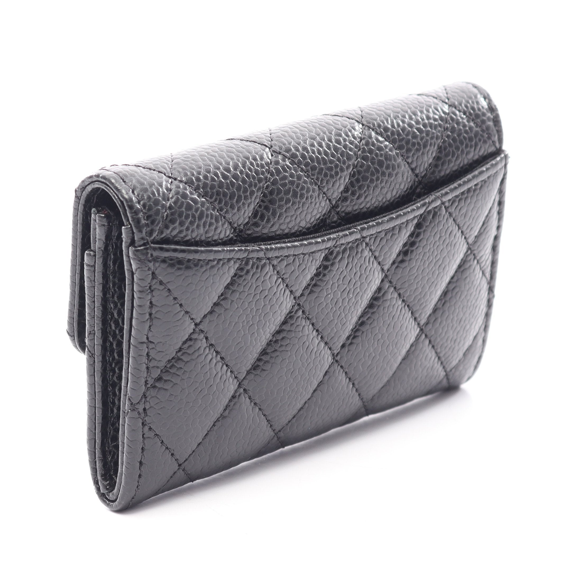 超美品！CHANEL 財布　ミニ　キャビアスキン マトラッセ　カードケース マトラッセ カードケース キャビアスキン ブラック シルバー金具