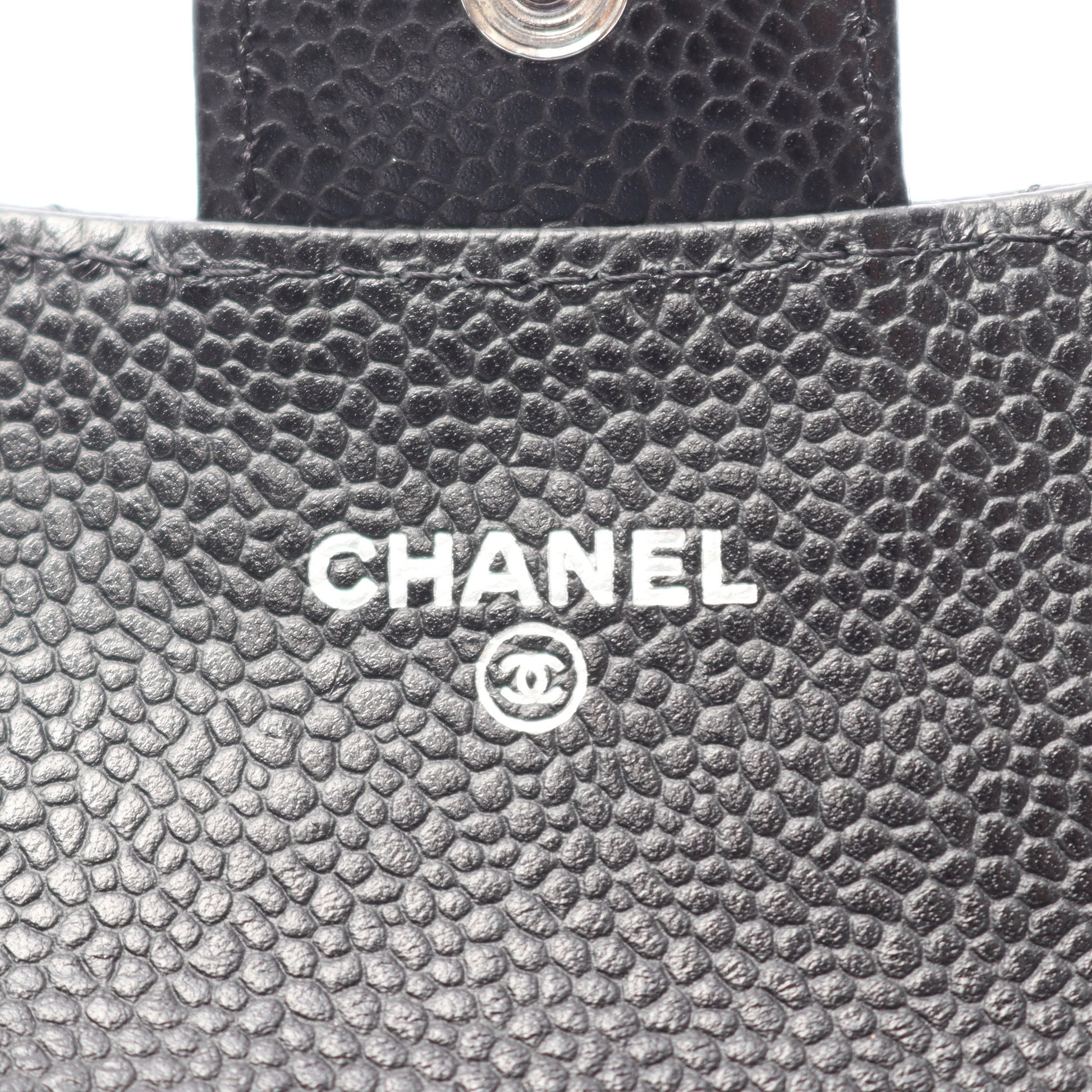 マトラッセ カードケース キャビアスキン ブラック シルバー金具 シャネル 財布・小物 CHANEL