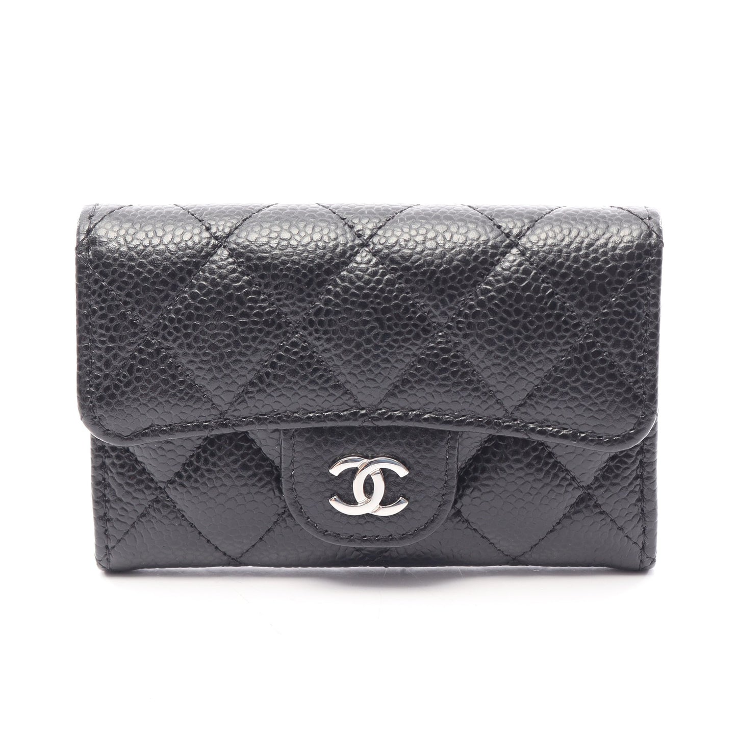 マトラッセ カードケース キャビアスキン ブラック シルバー金具 シャネル 財布・小物 CHANEL