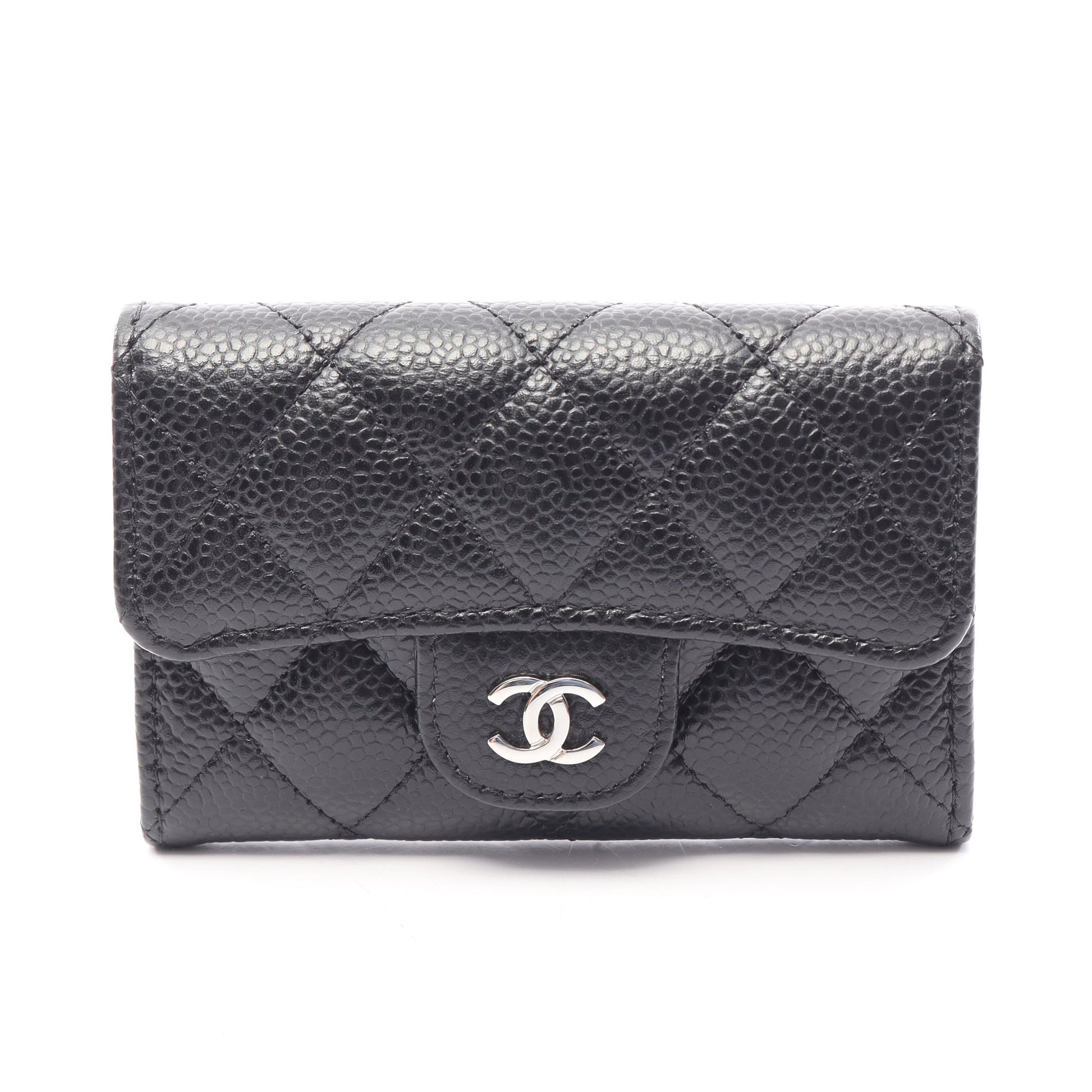 マトラッセ カードケース キャビアスキン ブラック シルバー金具 シャネル 財布・小物 CHANEL