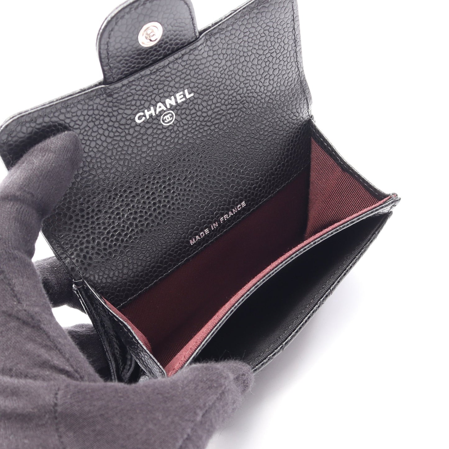 マトラッセ カードケース キャビアスキン ブラック シルバー金具 シャネル 財布・小物 CHANEL