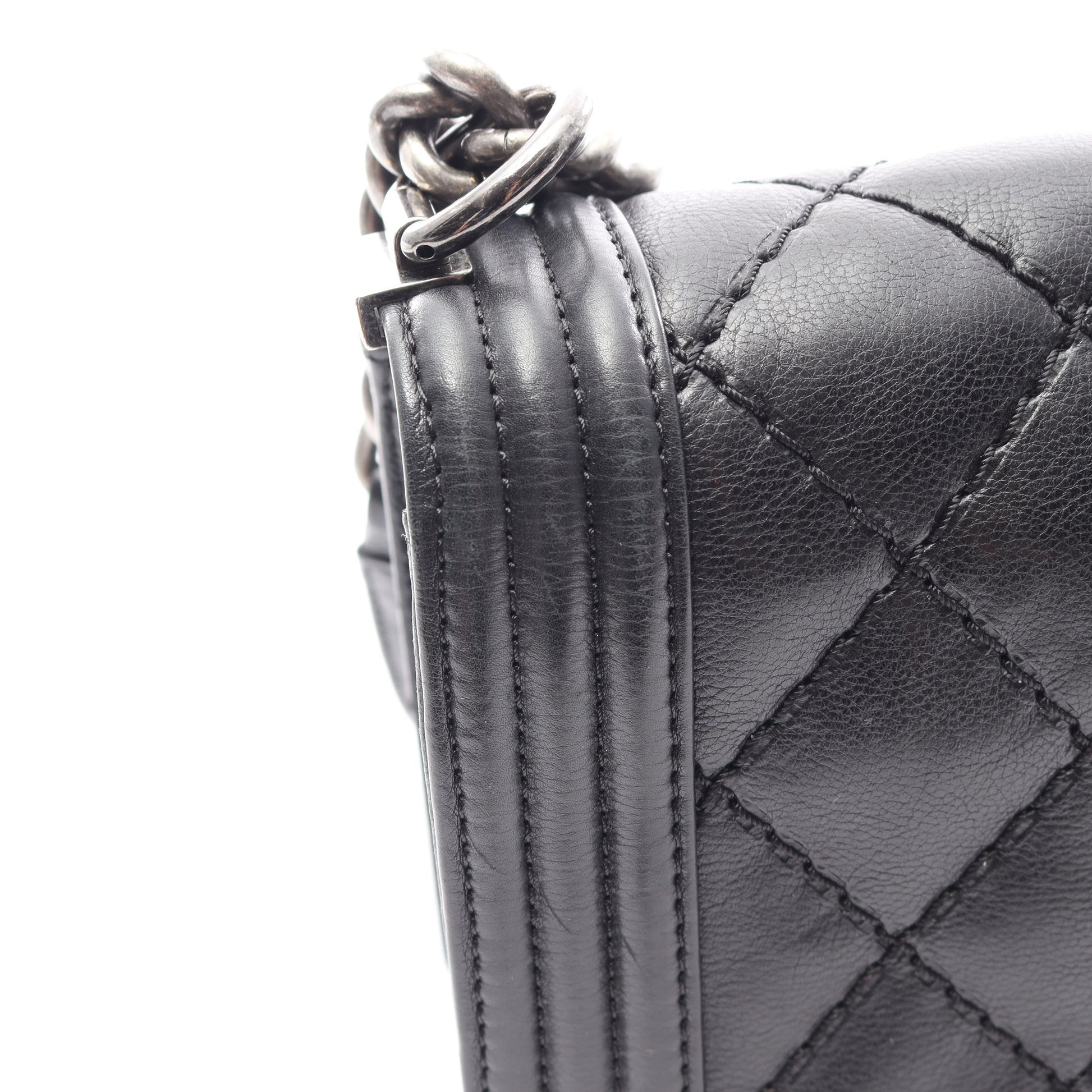 ボーイシャネル チェーンショルダーバッグ ラムスキン ブラック シルバー金具 シャネル バッグ CHANEL