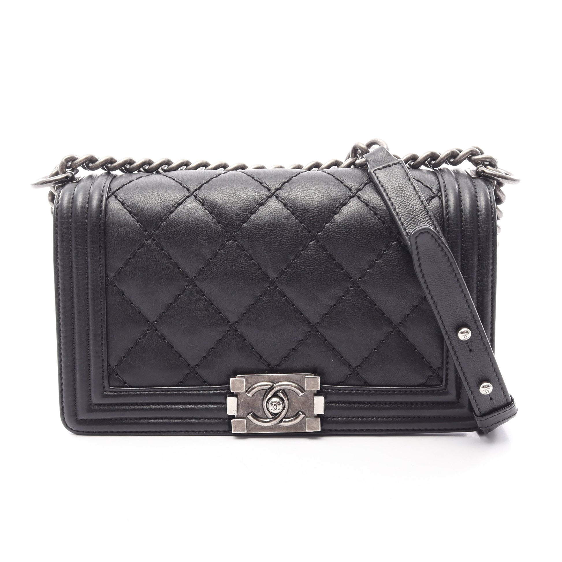 ボーイシャネル チェーンショルダーバッグ ラムスキン ブラック シルバー金具 シャネル バッグ CHANEL