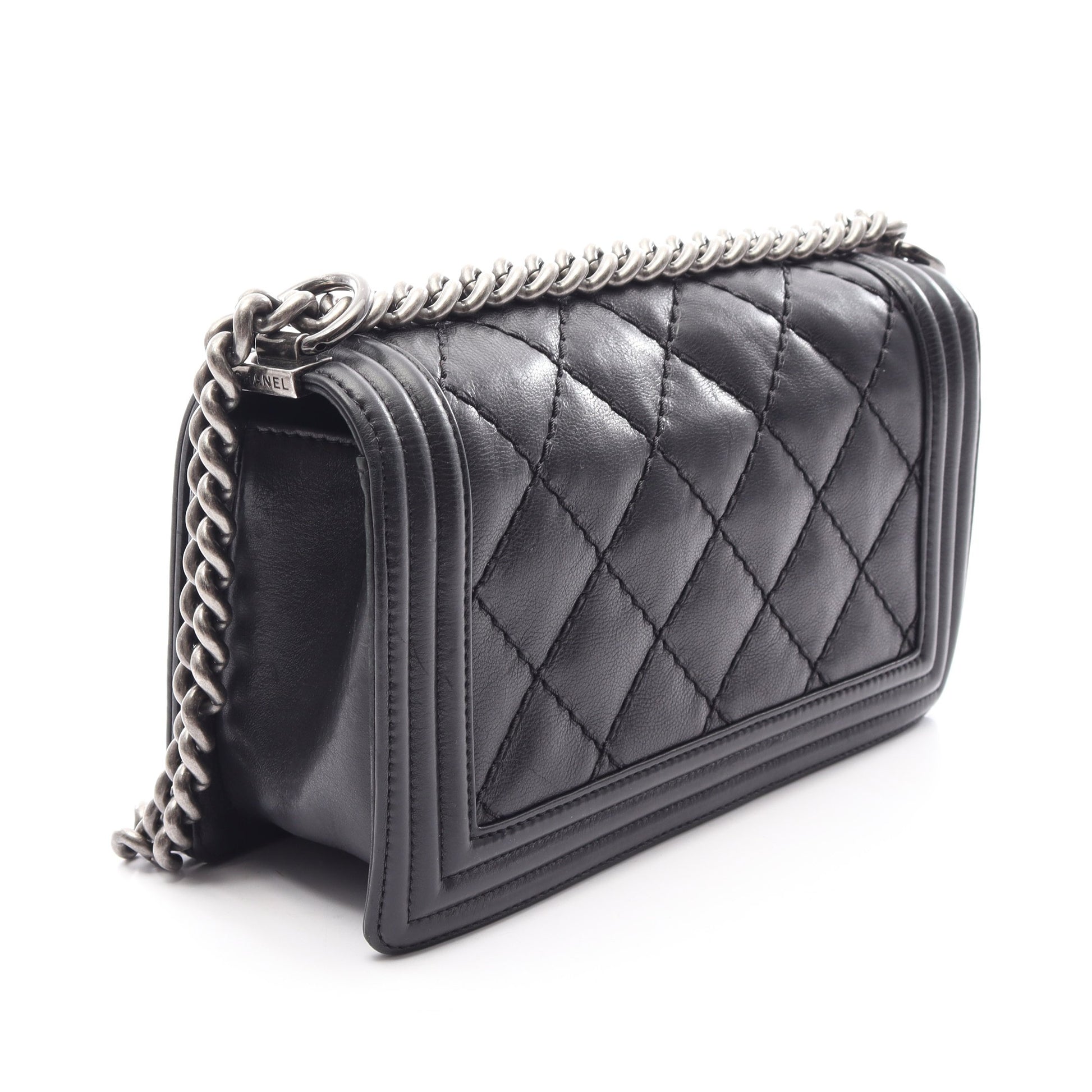 ボーイシャネル チェーンショルダーバッグ ラムスキン ブラック シルバー金具 シャネル バッグ CHANEL