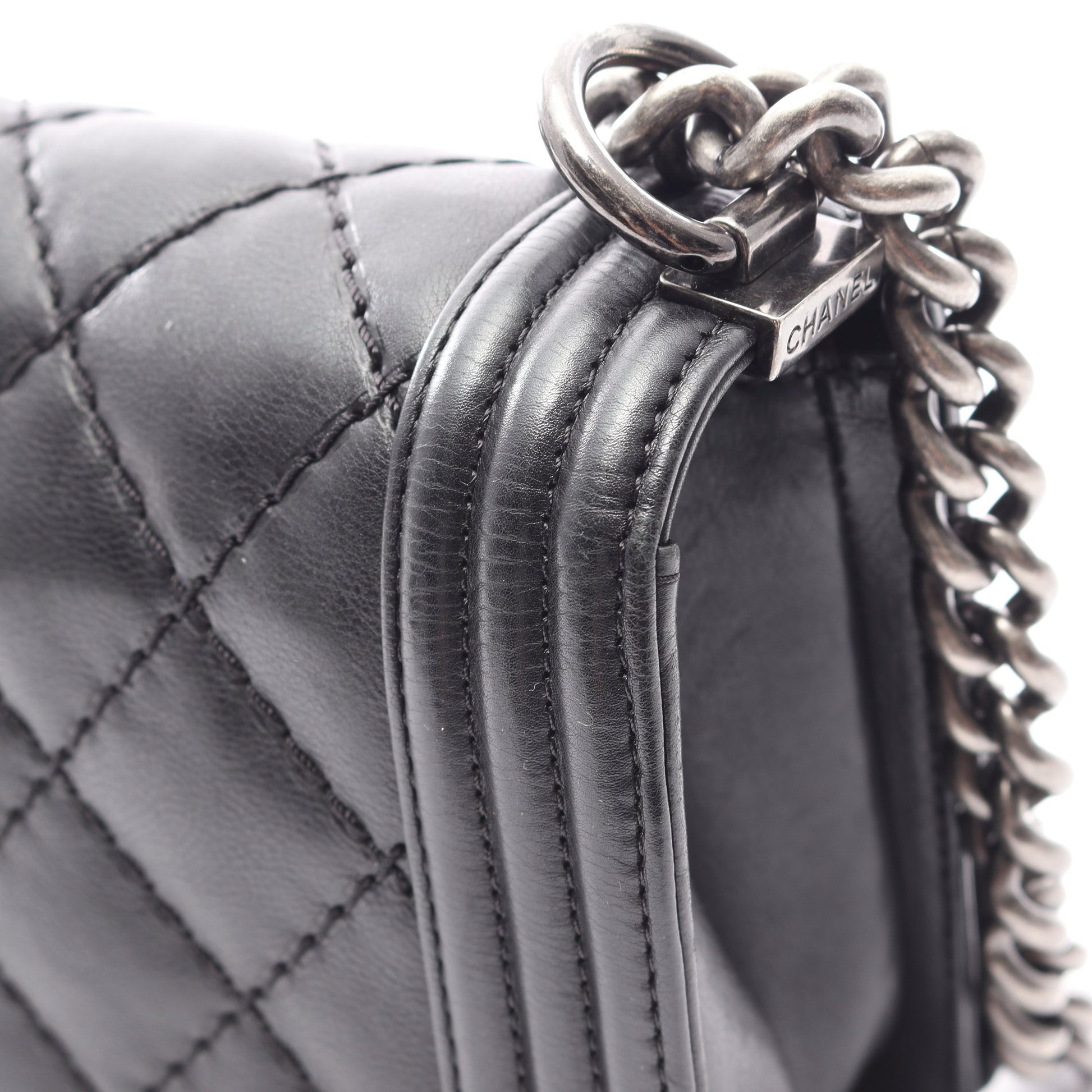 ボーイシャネル チェーンショルダーバッグ ラムスキン ブラック シルバー金具 シャネル バッグ CHANEL