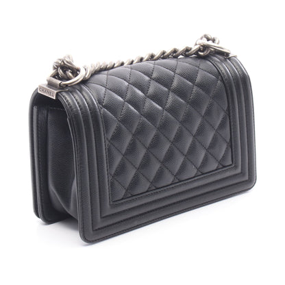ボーイシャネル スモール チェーンショルダーバッグ キャビアスキン ブラック シルバー金具 シャネル バッグ CHANEL