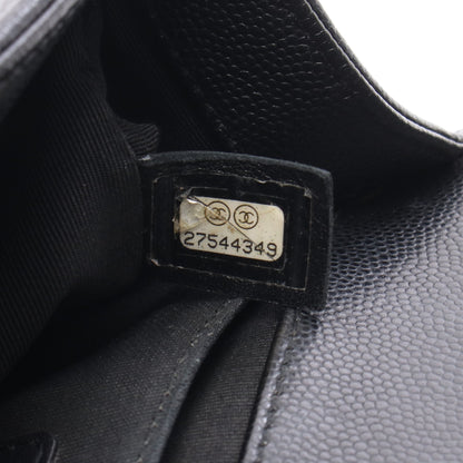 ボーイシャネル スモール チェーンショルダーバッグ キャビアスキン ブラック シルバー金具 シャネル バッグ CHANEL