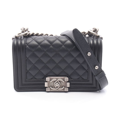 ボーイシャネル スモール チェーンショルダーバッグ キャビアスキン ブラック シルバー金具 シャネル バッグ CHANEL