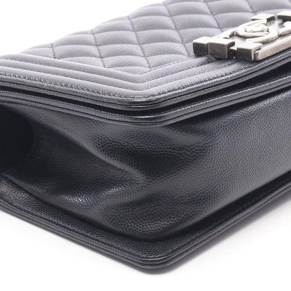 ボーイシャネル スモール チェーンショルダーバッグ キャビアスキン ブラック シルバー金具 シャネル バッグ CHANEL