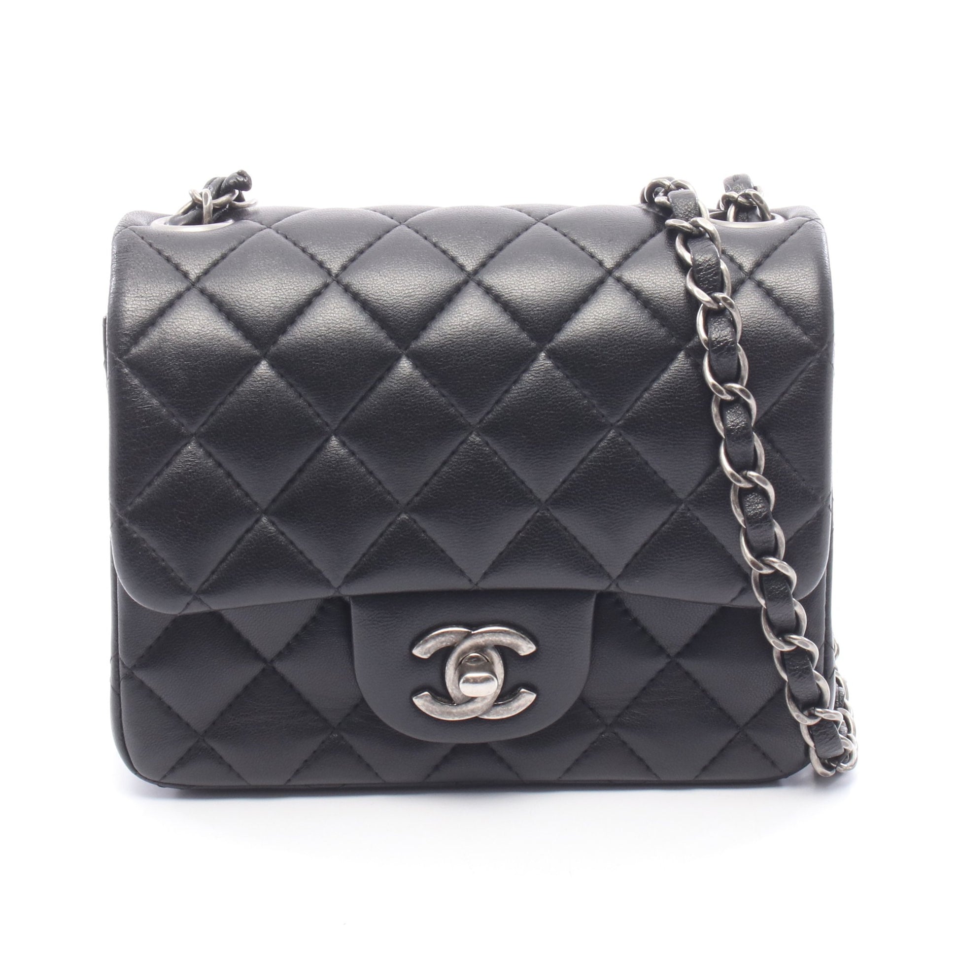 ミニマトラッセ チェーンショルダーバッグ ラムスキン ブラック シルバー金具 シャネル バッグ CHANEL