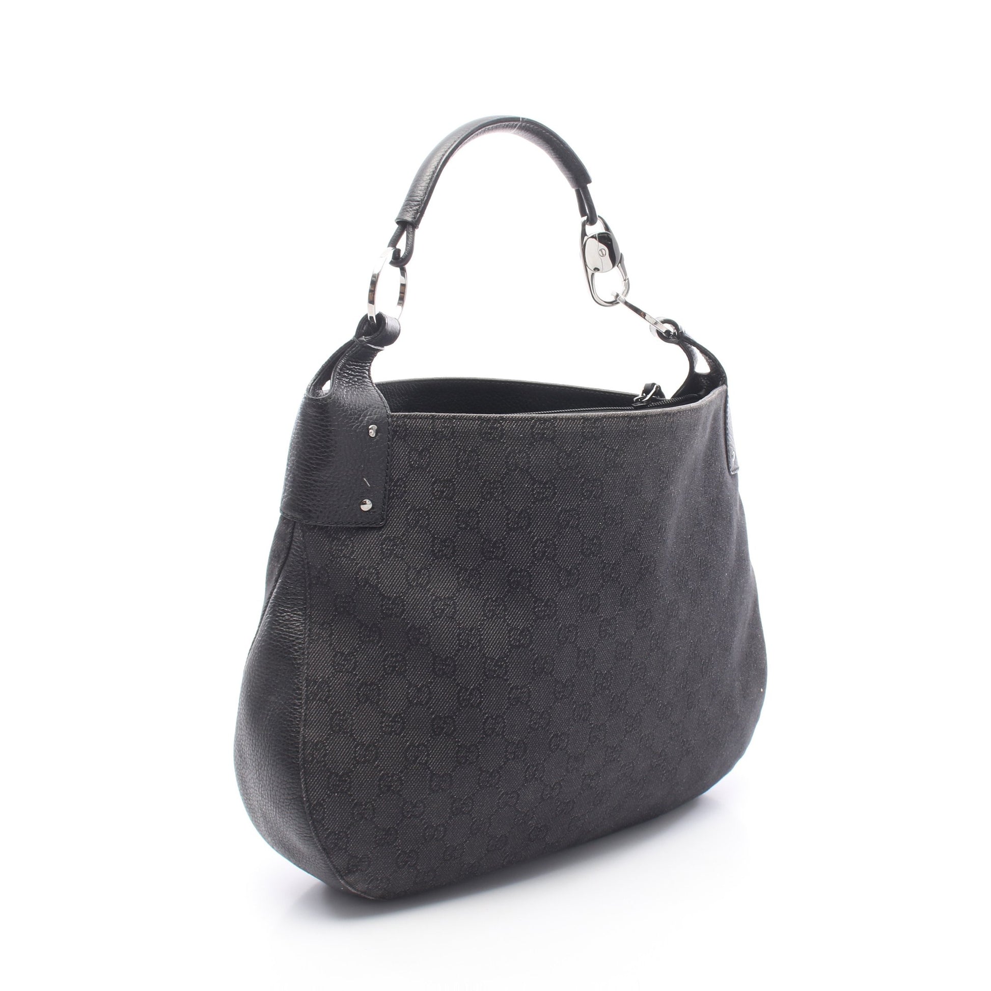 GG柄 ショルダーバッグ デニム レザー ブラック グッチ バッグ GUCCI