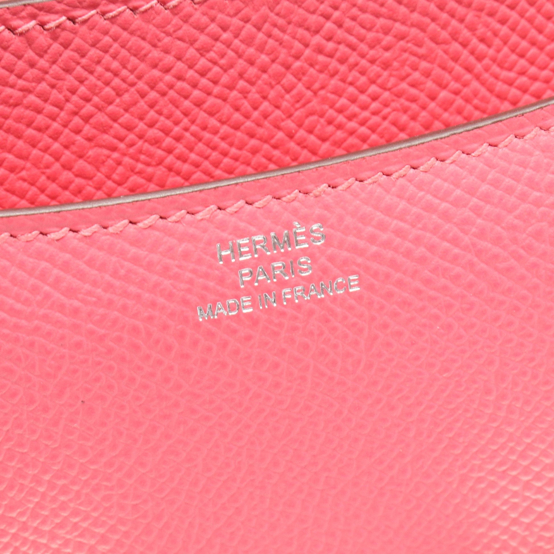 コンスタンス3 ミニ ローズアザレ ショルダーバッグ ヴォーエプソン ピンク シルバー金具 D刻印 エルメス バッグ HERMES