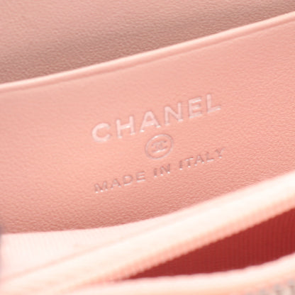 マトラッセ ココマークスター ラウンドファスナー財布 コインケース レザー ピンク シルバー金具 シャネル 財布・小物 CHANEL