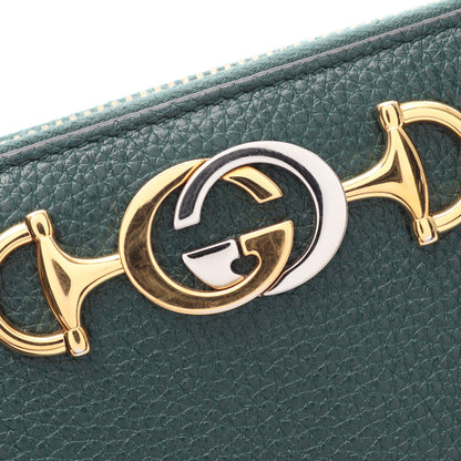 ズゥミ ラウンドファスナー長財布 レザー グリーン グッチ 財布・小物 GUCCI