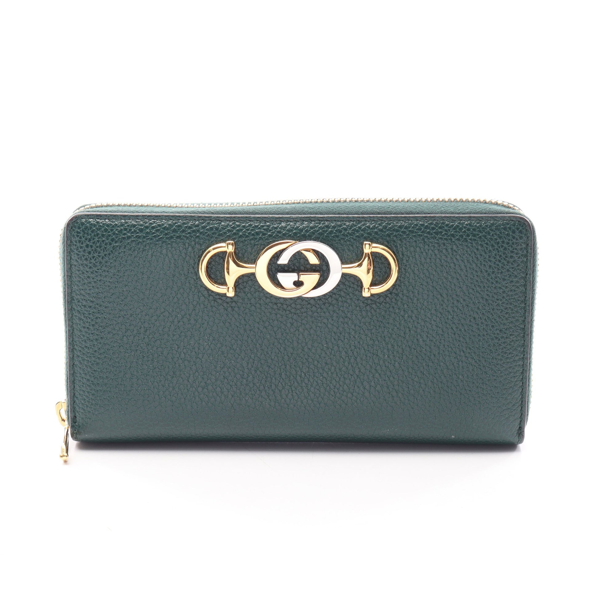 ズゥミ ラウンドファスナー長財布 レザー グリーン グッチ 財布・小物 GUCCI