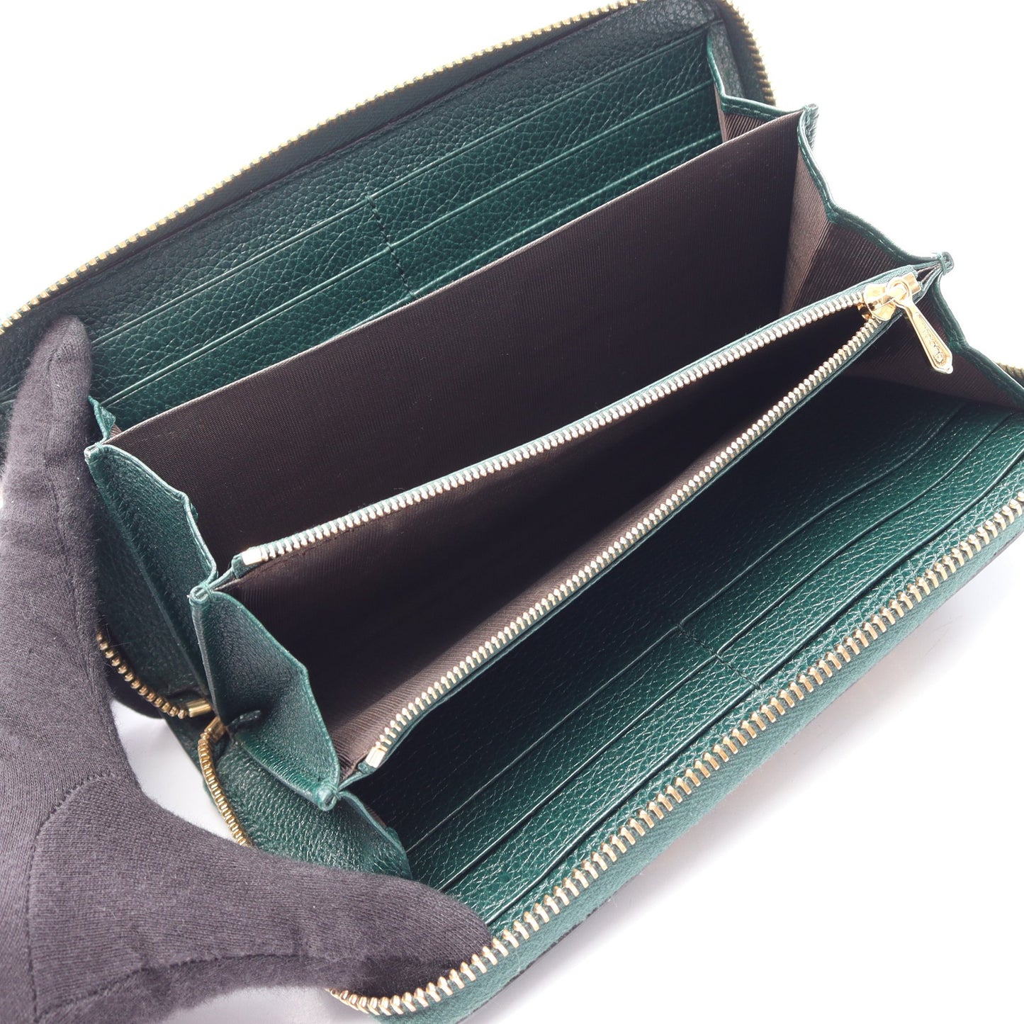 ズゥミ ラウンドファスナー長財布 レザー グリーン グッチ 財布・小物 GUCCI