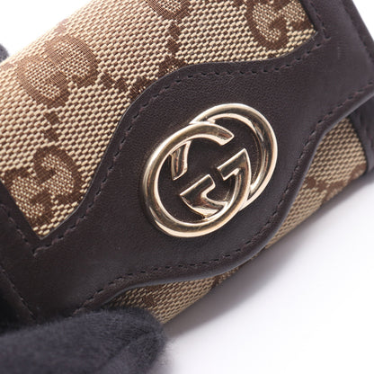 インターロッキング GGキャンバス 6連 キーケース キャンバス レザー ベージュ ダークブラウン グッチ 財布・小物 GUCCI