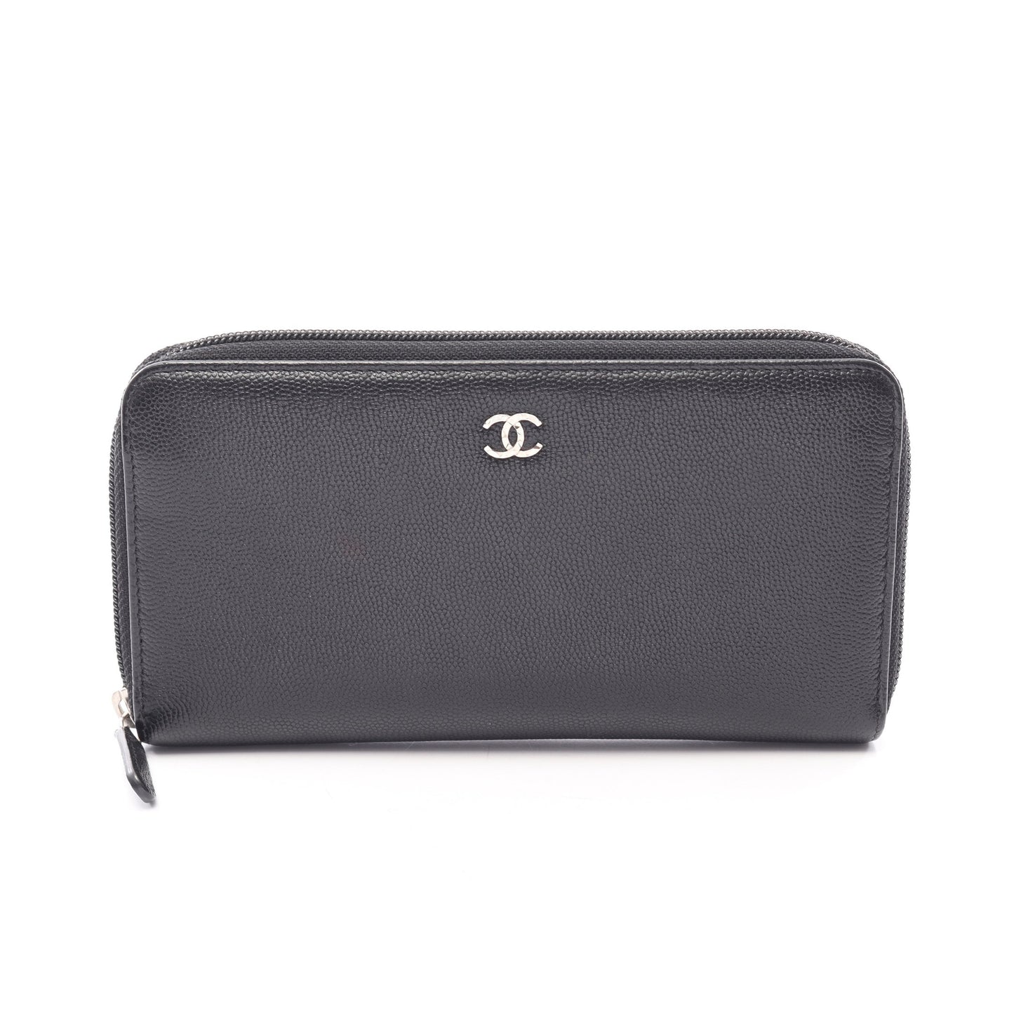 ココマーク ラウンドファスナー長財布 キャビアスキン ブラック シルバー金具 シャネル 財布・小物 CHANEL
