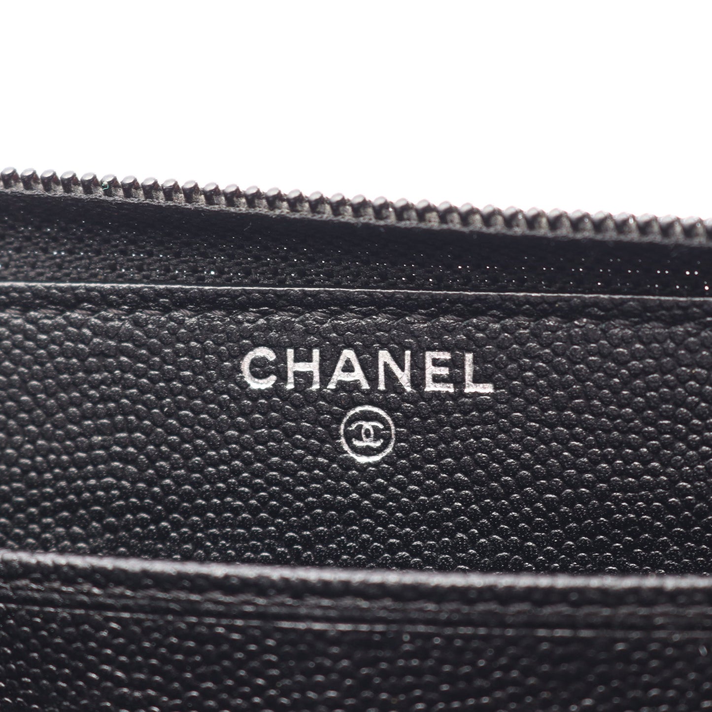 ココマーク ラウンドファスナー長財布 キャビアスキン ブラック シルバー金具 シャネル 財布・小物 CHANEL