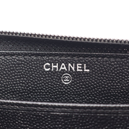 ココマーク ラウンドファスナー長財布 キャビアスキン ブラック シルバー金具 シャネル 財布・小物 CHANEL