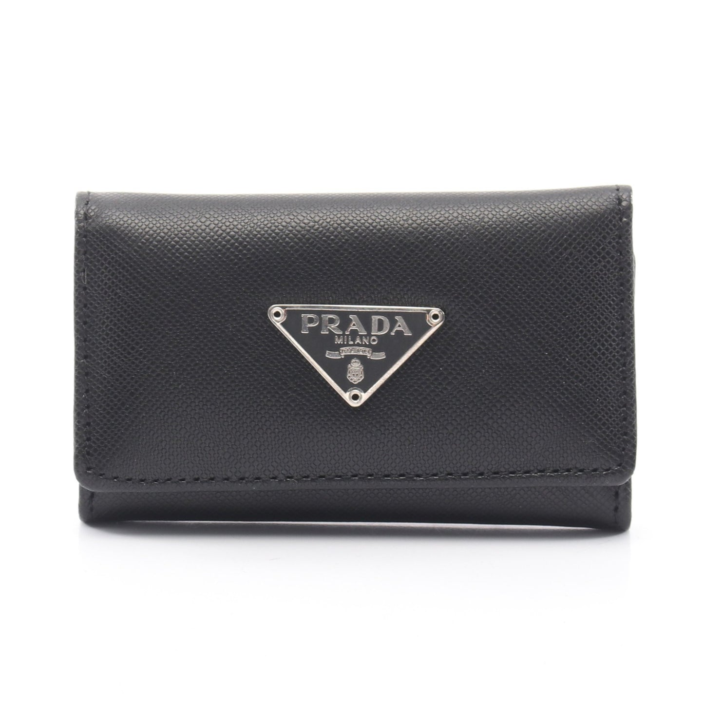 三角プレート 6連 キーケース サフィアーノレザー ブラック プラダ 財布・小物 PRADA
