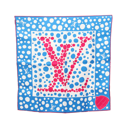 LV × YK カレ45 インフィニティドット スカーフ シルク ブルー マルチカラー ルイヴィトン