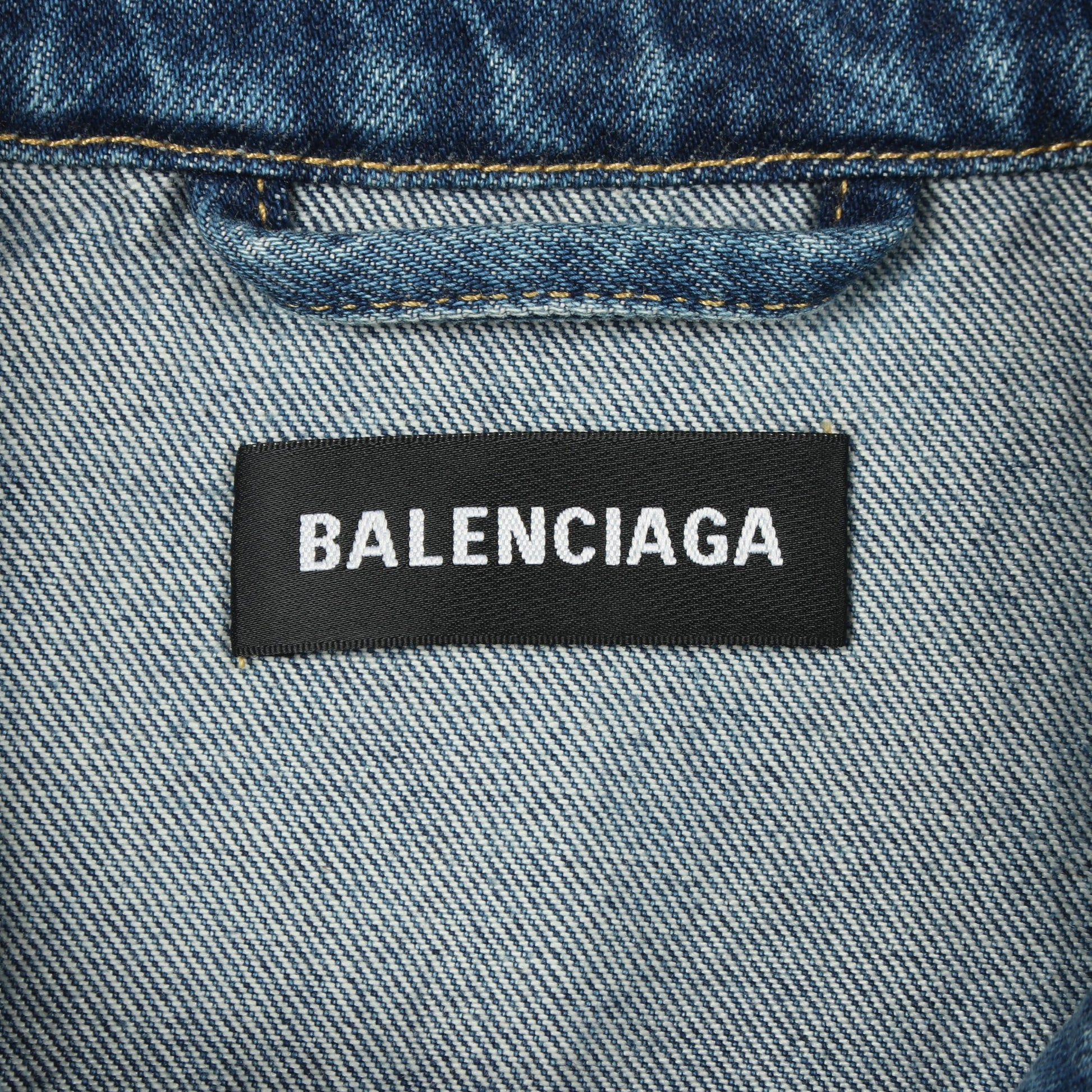 キャンペーンロゴ ダメージ加工 デニムジャケット コットン ブルー バレンシアガ アウター BALENCIAGA