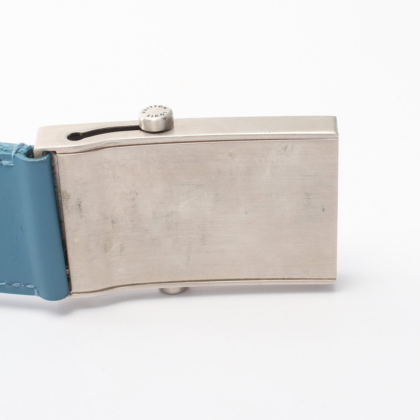 サンチュール ベンガル シルバー金具 ベルト ファブリック レザー ブルー ルイヴィトン