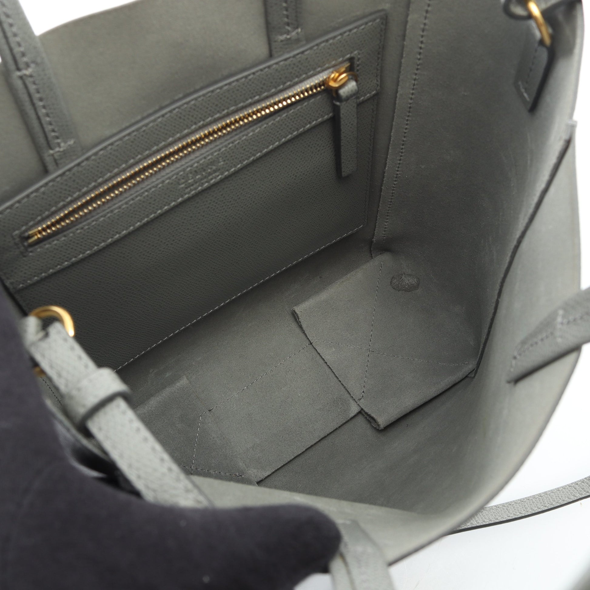 バーティカル スモール カバ 2WAY ハンドバッグ トートバッグ レザー グレー セリーヌ バッグ CELINE