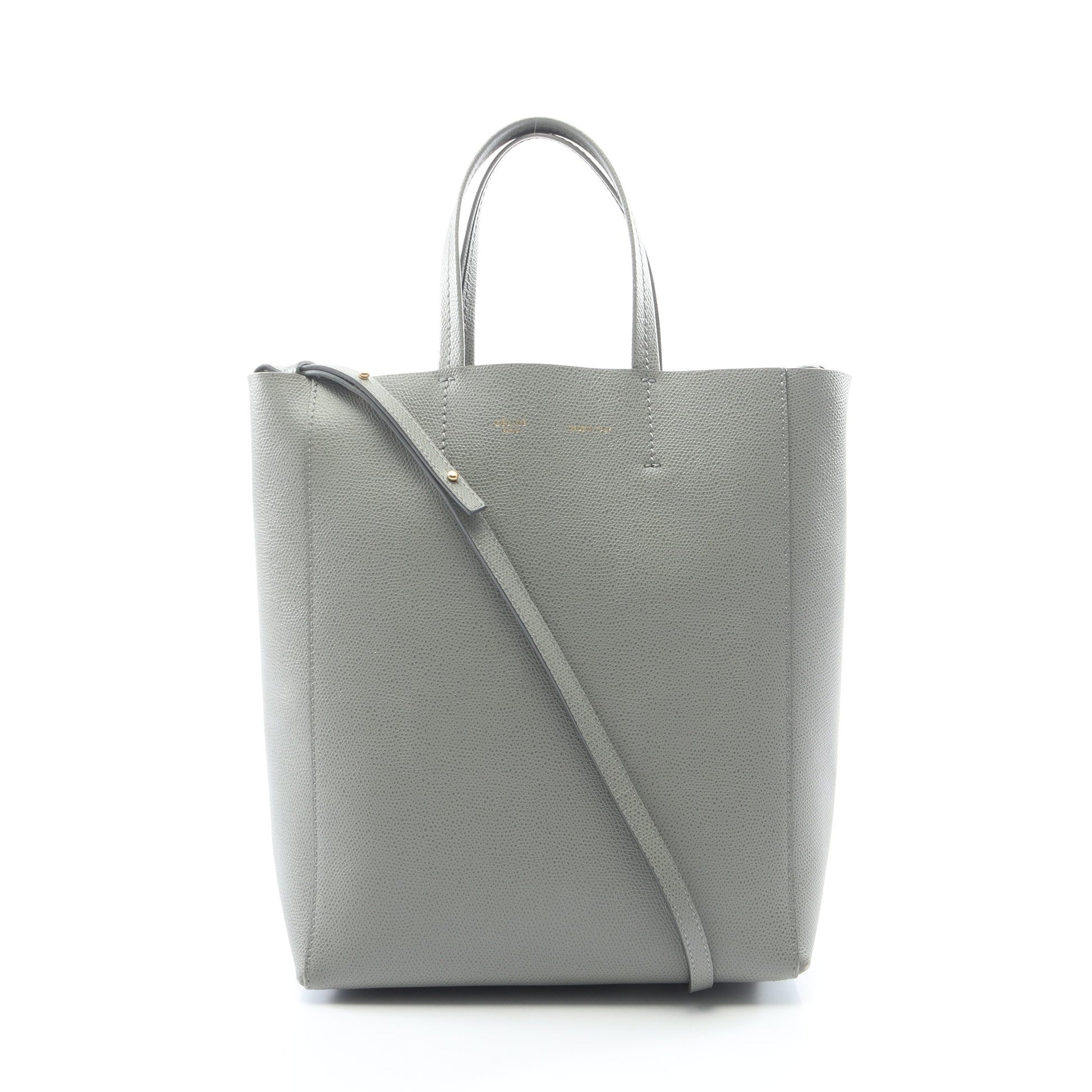 バーティカル スモール カバ 2WAY ハンドバッグ トートバッグ レザー グレー セリーヌ バッグ CELINE