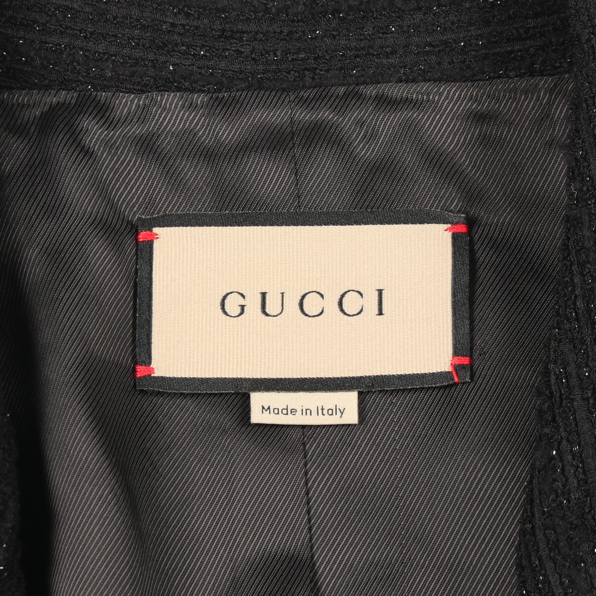 ダブルブレスト ツイード ジャケット ウール ブラック グッチ アウター GUCCI