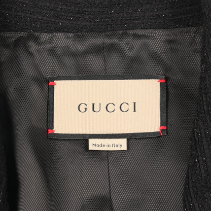 ダブルブレスト ツイード ジャケット ウール ブラック グッチ アウター GUCCI