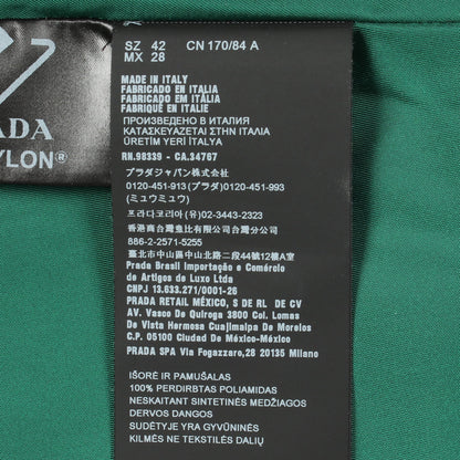 Re-Nylon 三角プレート ノースリーブ ワンピース ナイロン グリーン プラダ ワンピース PRADA