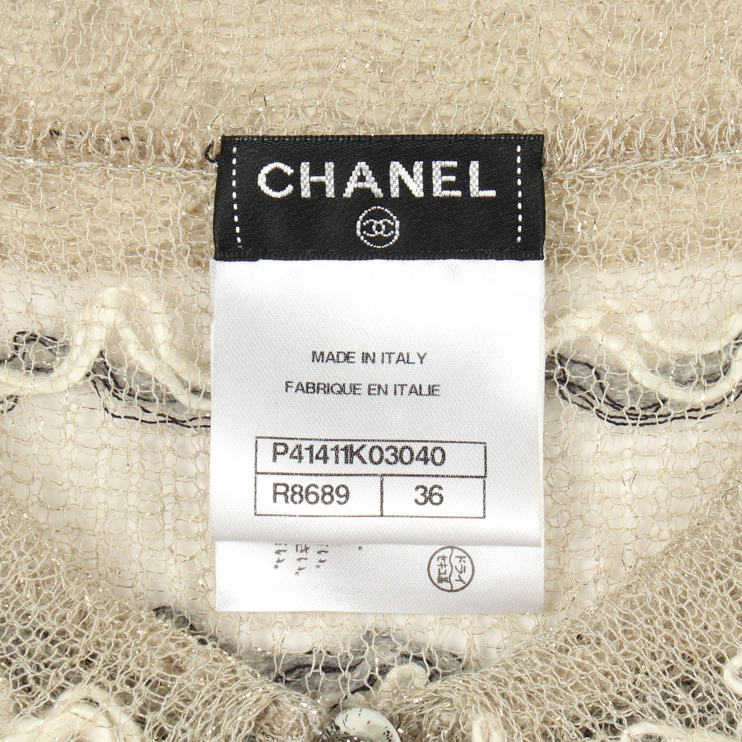 ココマークボタン 半袖 ニットワンピース リネン コットン シャンパンゴールド グレー シャネル ワンピース CHANEL