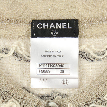 ココマークボタン 半袖 ニットワンピース リネン コットン シャンパンゴールド グレー シャネル ワンピース CHANEL