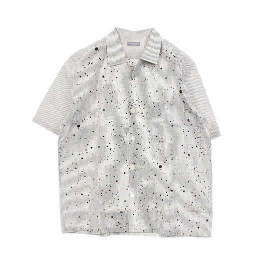 ストライプ ペイント 半袖 シャツ コットン グレー ホワイト コムデギャルソンオム トップス COMME des GARCONS HOMME