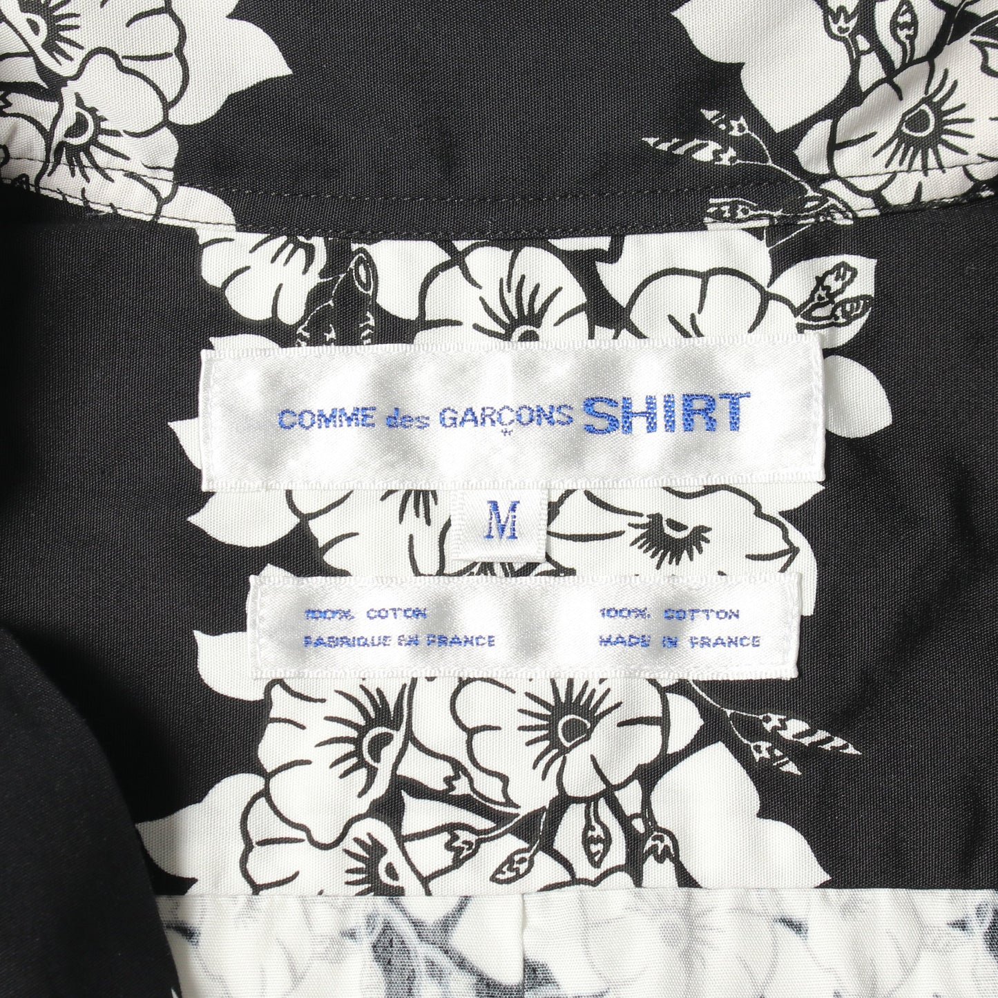 花柄 半袖 シャツ コットン ブラック ホワイト コムデギャルソンシャツ トップス COMME des GARCONS SHIRT