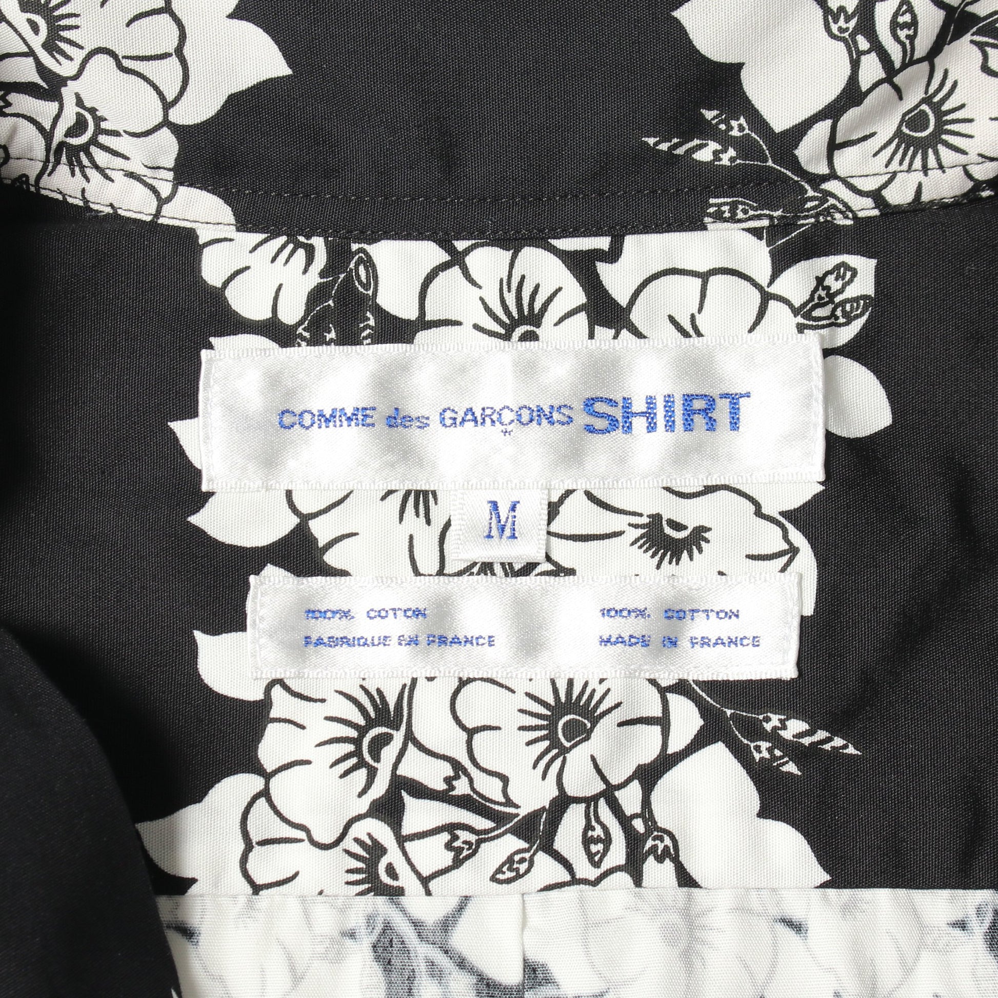 花柄 半袖 シャツ コットン ブラック ホワイト コムデギャルソンシャツ トップス COMME des GARCONS SHIRT