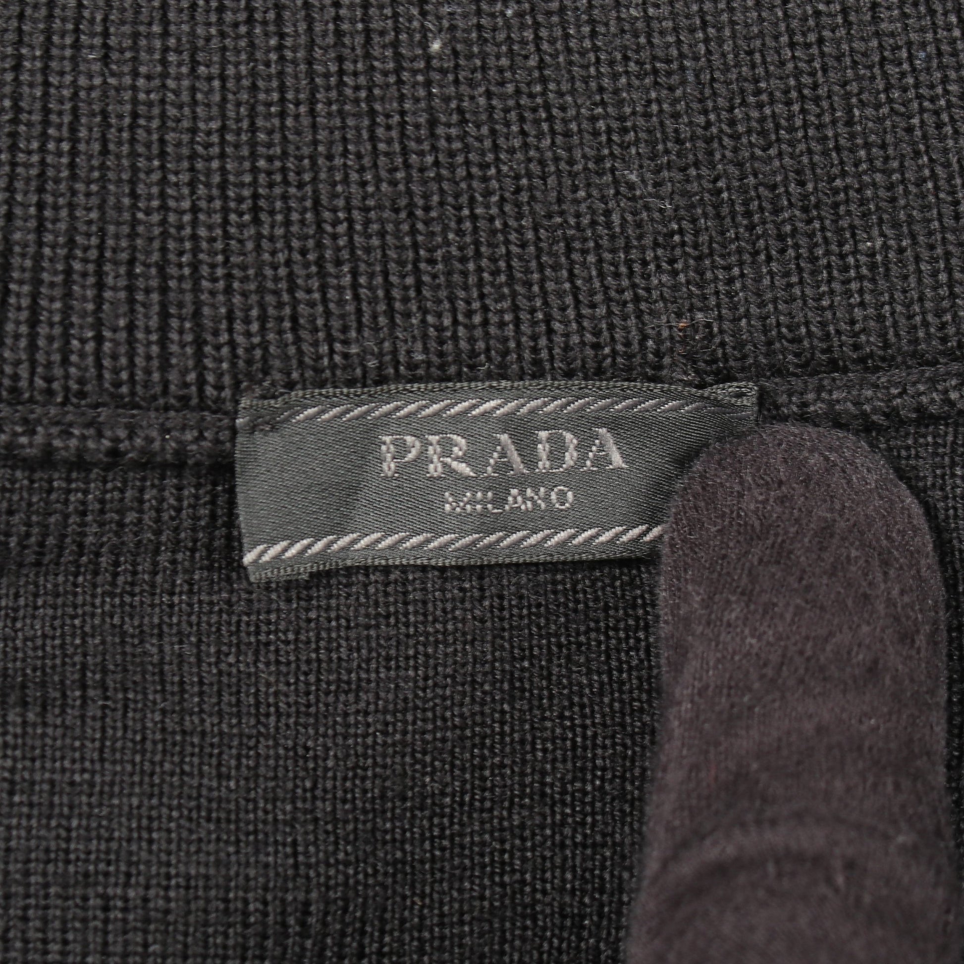 三角ロゴプレート 切替 フード付き ジャケット ウール ナイロン ブラック プラダ アウター PRADA